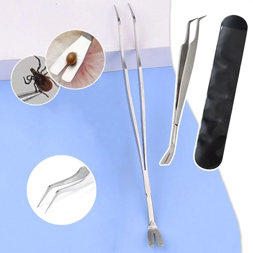 2-in-1 Dog Tick Removal Tool Safe And Efficient Pet Tick Flea Removal Removal Tick Tool Parasite Tweezers Stainless Steel L K1K9