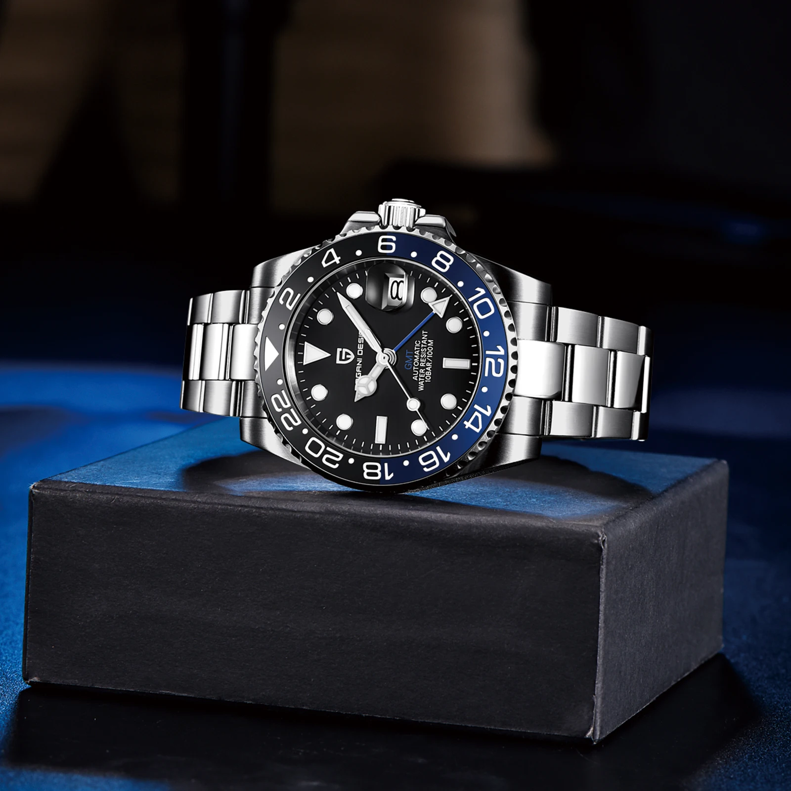 PAGANI DESIGN 40MM GMT Luxury Men Mechanical Wristwatch NH34 Automatic Watch Men's Stainless Steel Waterproof Clock Reloj Hombre