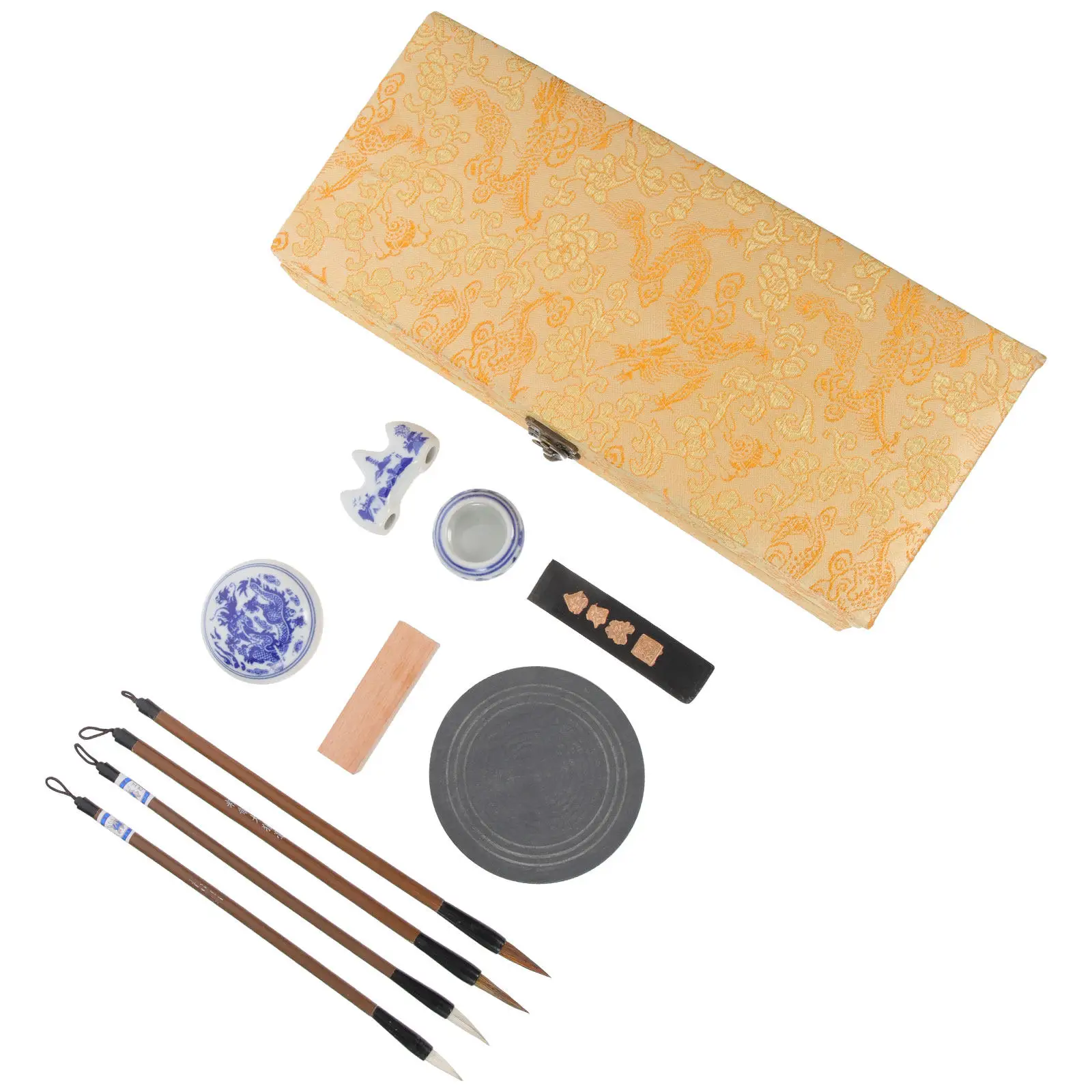 

Набор для каллиграфии в подарочной коробке: безопасный чернильный камень, профессиональная чернильная палочка, портативная кисть. Идеально для практики каллиграфии.