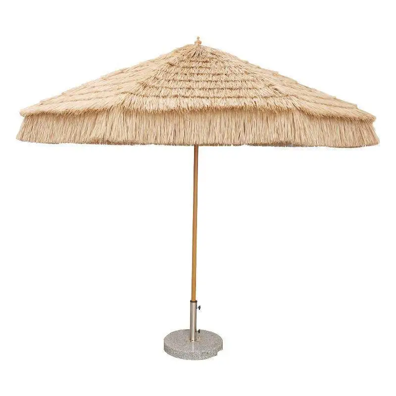 Customized outdoor thatched umbrella villa courtyard garden straw parasol outdoor seaside beach middle column umbrella sun umbre