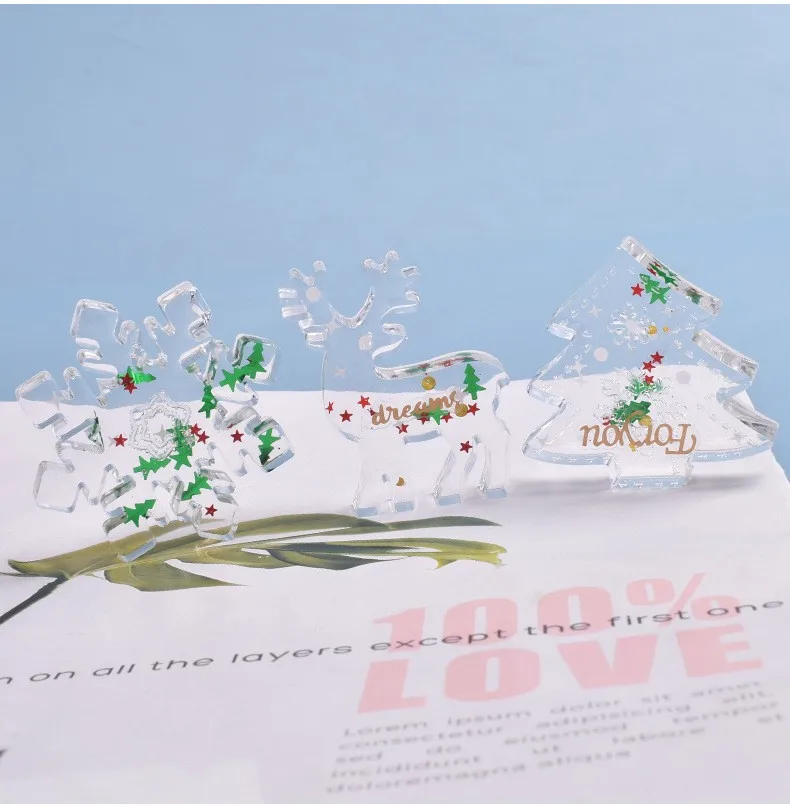 Christmas Mold DIY Resin Crystal Epoxy Mold Snowflake Elk Pendant Keychain Listing Jewelry Silicone Mold Set For Resin