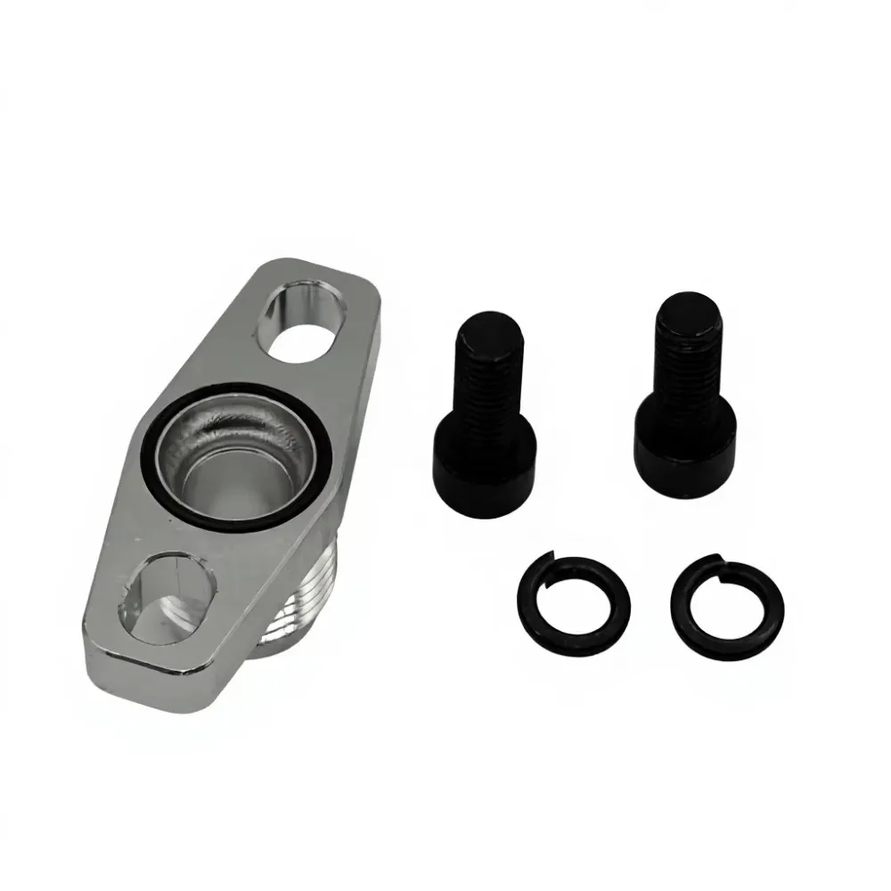 AN-10 10AN Aluminum Turbo Oil Return Drain Flange Adapter Kit for T25 GT28 T30 T35 GT40 Silver