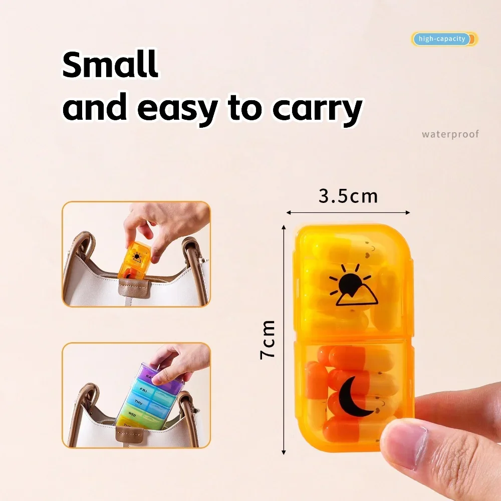 منظم أدوات حبوب أسبوعي محمول ساخن جديد Premuim 2 مرات في اليوم صندوق 14 شبكة تخزين يومي لمكملات الفيتامينات زيوت السمك #5