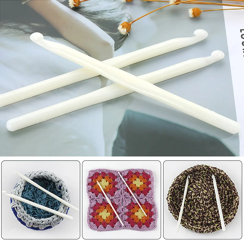 1pc 3-12mm White Plastic Crochet Hook Knitting Needles Handle Knit Weave Sweater Knitting Tool