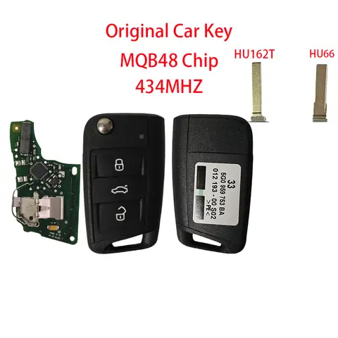 5G0 959 753BA Skoda Octavia A7 5G 용 폭스 바겐 폭스 바겐 골프 7 용 OEM 원격 자동차 키 MQB 434MHz ID48 0959753 BA 하프 키리스