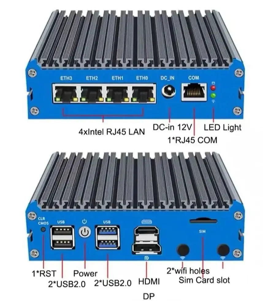 Fanless Mini Pc 4 Intel I226-v 2.5gb Lan N100 J6412 J5040 N5100 Quad Core Soft Router Server Esxi Rugged Firewall Appliance pc