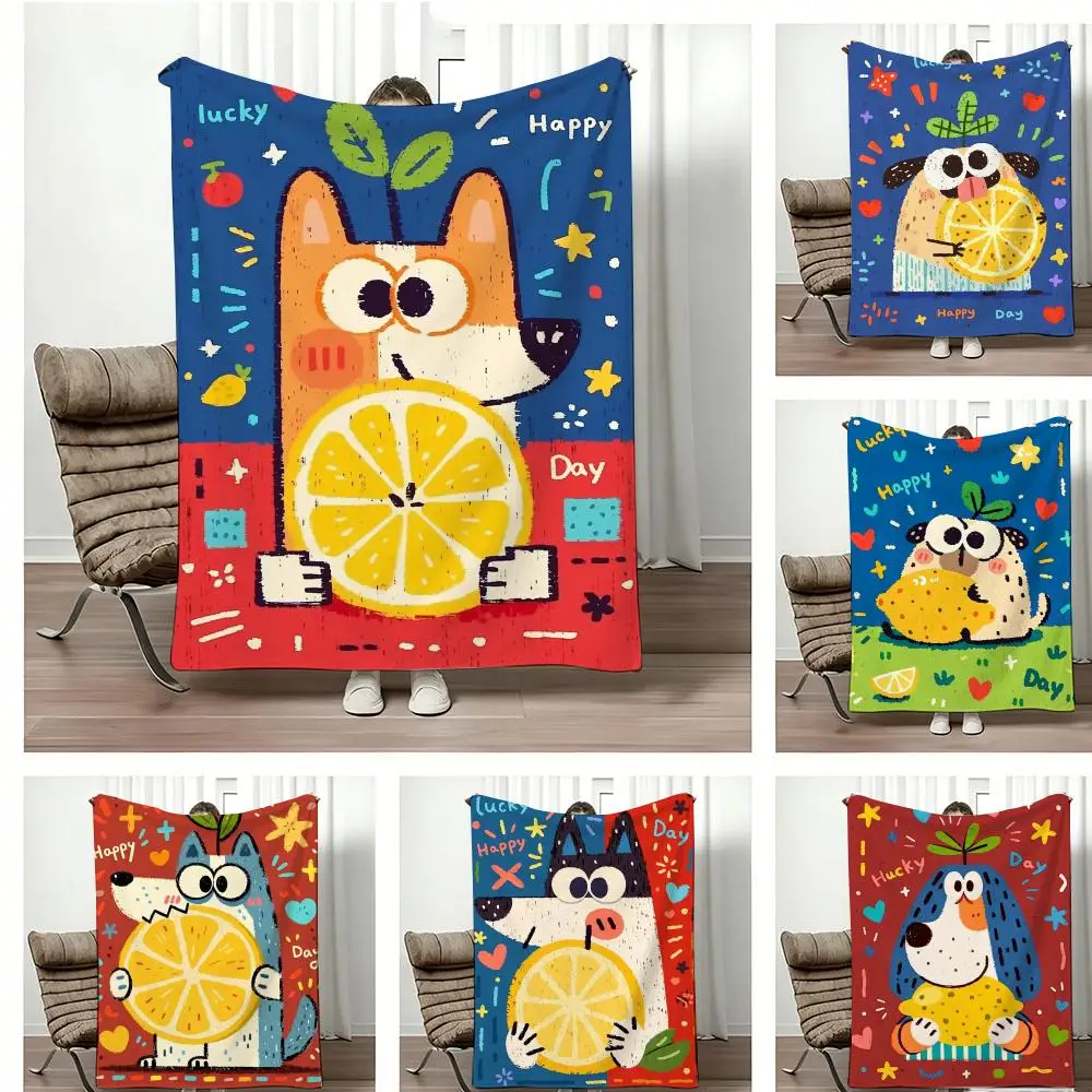 Manta de Franela Ligera con Diseño de Perro de Dibujos Animados, Suave y Agradable al Tacto para el Verano blanket