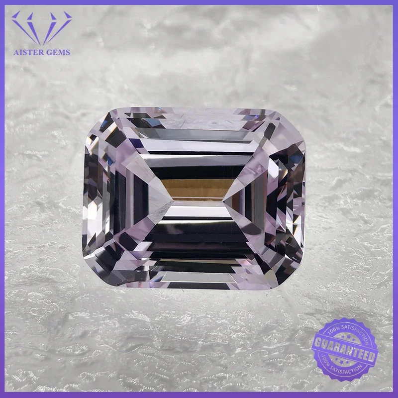 Lab Grown Gemstones Extremely Shiny Quality Emerald Cut Lavender Color Loose Gemstone for Charm DIY Jewelry With Certificate