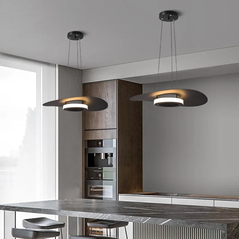 Design italiano moderno led lustre nordic sala de jantar sala estar barra teto pendurado luz pingente preto/branco luz interior