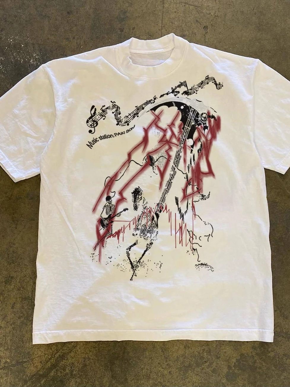Making money to buy a sports car. Small-scale dark punk style short-sleeved T-shirt. Subculture. American style.