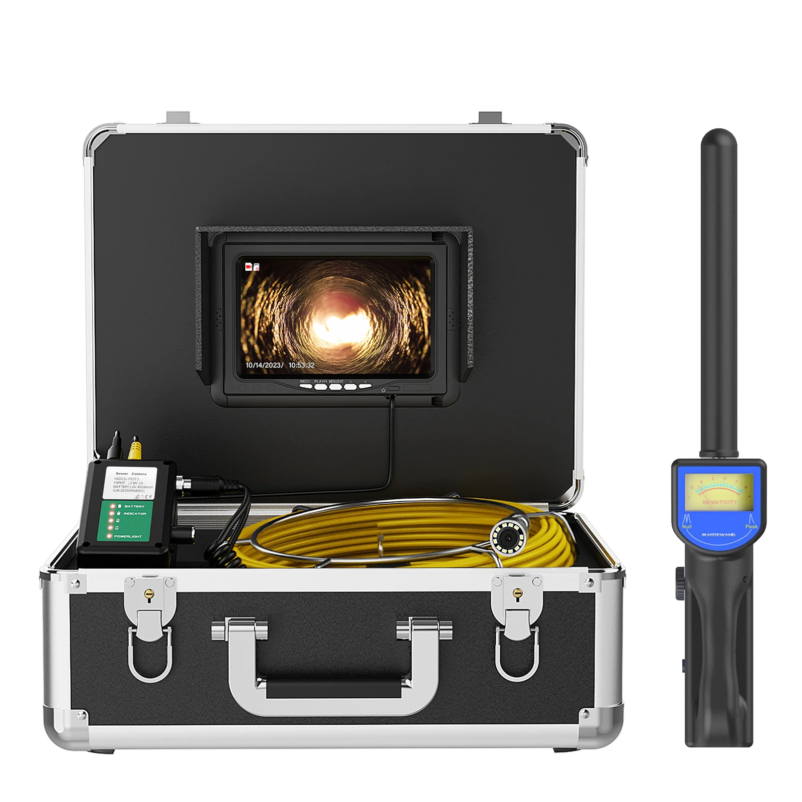 كاميرا فحص الأنابيب اللاسلكية WiFi مقاس 7 بوصات مع محدد موقع 512 هرتز وتوازن تلقائي 17/22 مم كابل 20-50 متر DVR بطارية 8 جيجابايت 4500 مللي أمبير في الساعة #1