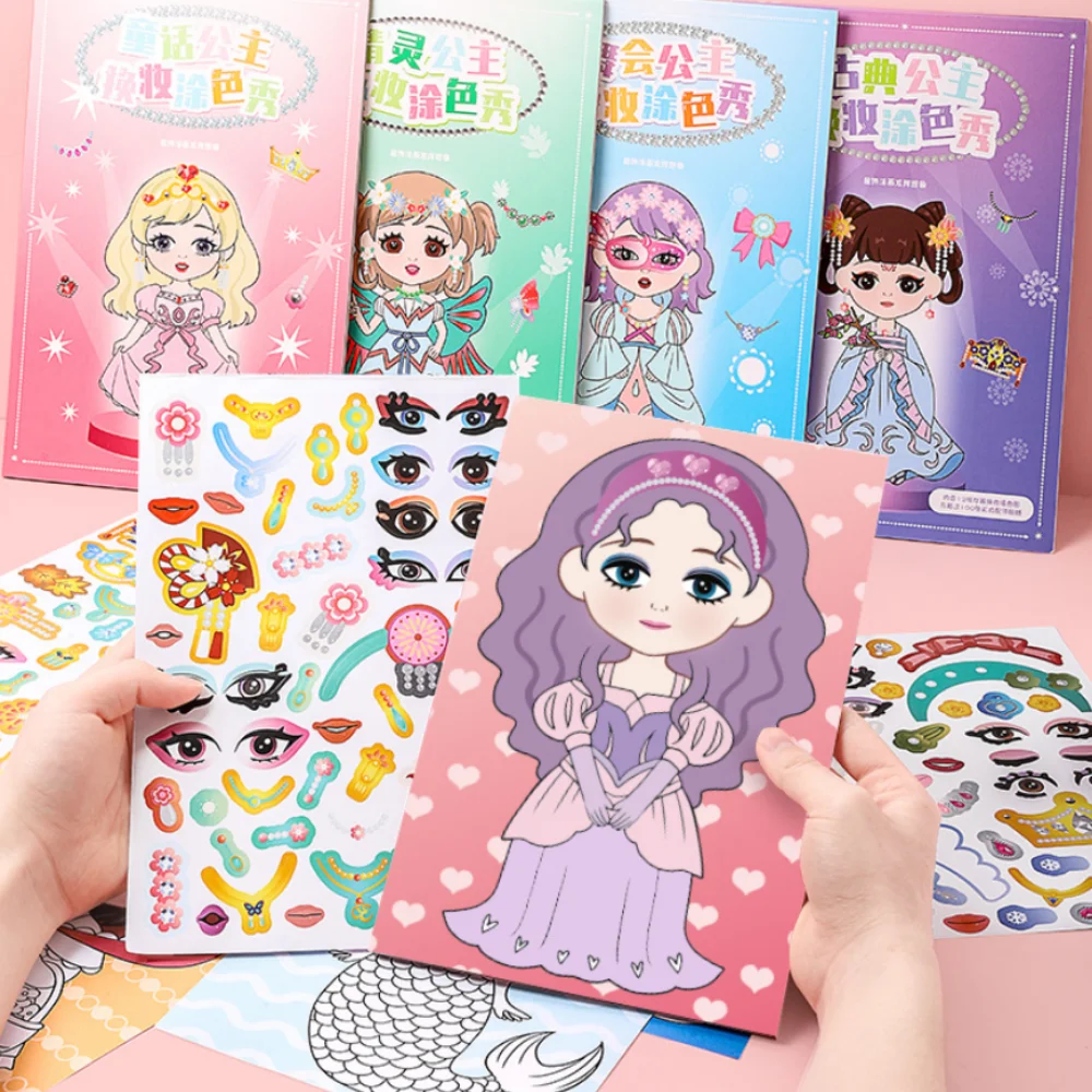 Montessori Toy Princess Girls Dressing Up Sticker Graffiti Coloring Book Children's DrawingToys  DIY Painting Educational Toys