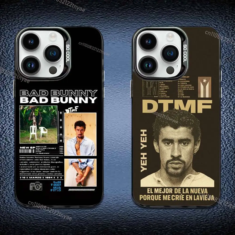 

D-DtMF B-Bad B-Bunny Phone Case For iPhone 17,16,Pro,Max,e,15,14,Plus,13,12,Mini,11, Matte Colored Silver Luxury Cover