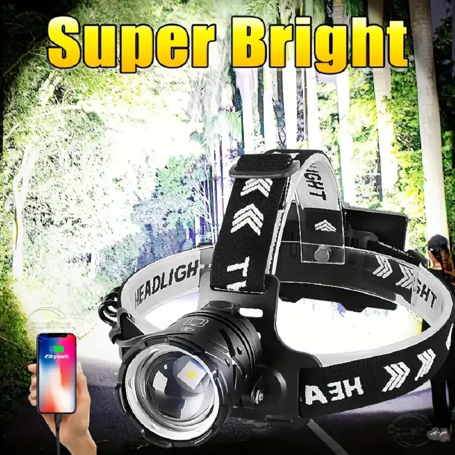 Powerful Headlamp Head Lantern Front Light Rechargeable Headlight Super Bright LED Head Flashlight For Fishing Outdoor Activity