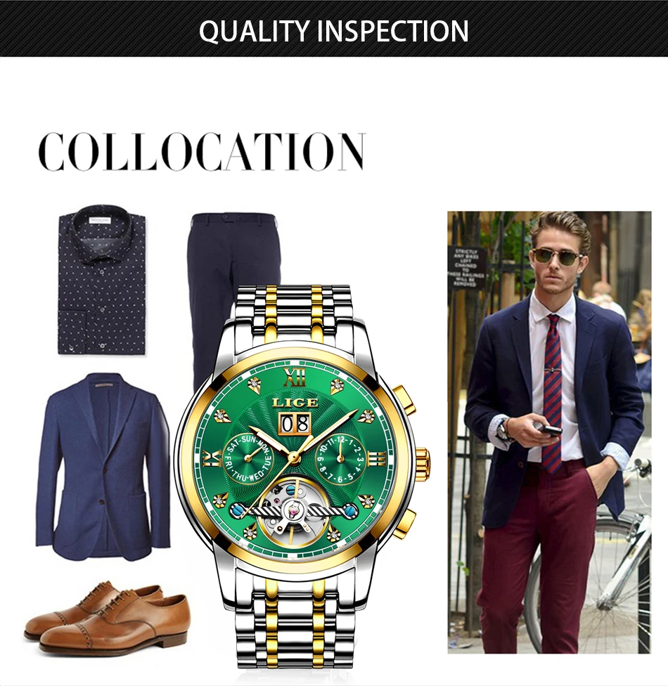 LIGE Automatic Watch for Men Top Original Luxury Skeleton Flywheel Mechanical Wristwatches Classic Calendar Business Man Watch