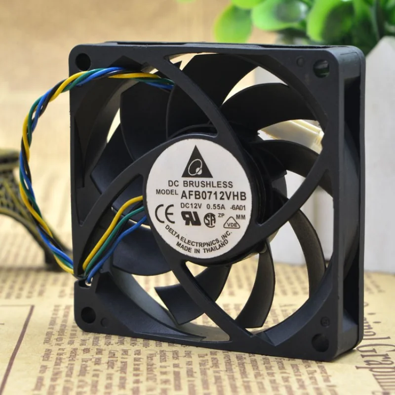 AFB0712VHB 7cm 7015 Leds 4-Wire Pwm Automatic Temperature Control Cpu Cooling Fan