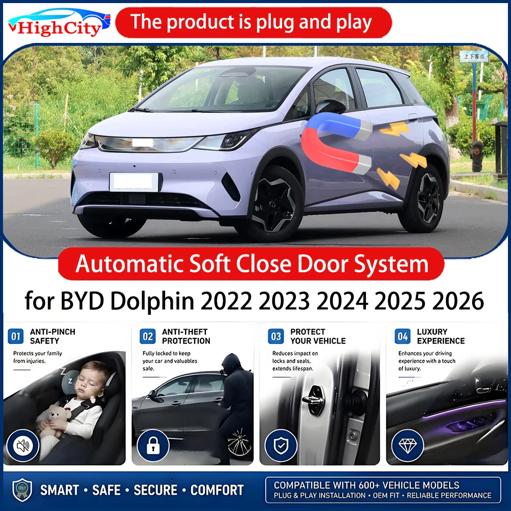 HighCity OEM Power Soft Close Door for BYD Dolphin 2022-2026 Electric Suction Automatic Door Closing System Plug and play