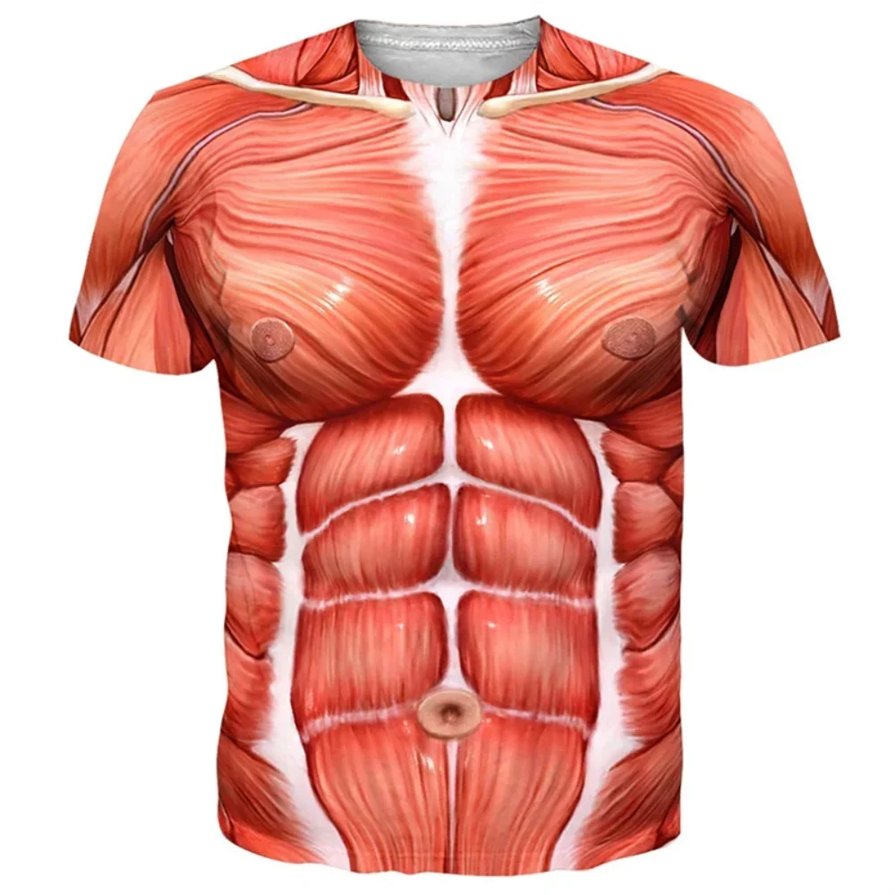 Lustige Bikini-Grafik-T-Shirts für Herren, 3D-Druck, Fake-Abdominalmuskeln, Kurzarm-T-Shirt, Damen-Cosplay-Kostüm, Neuartige T-Shirts – Detail 5