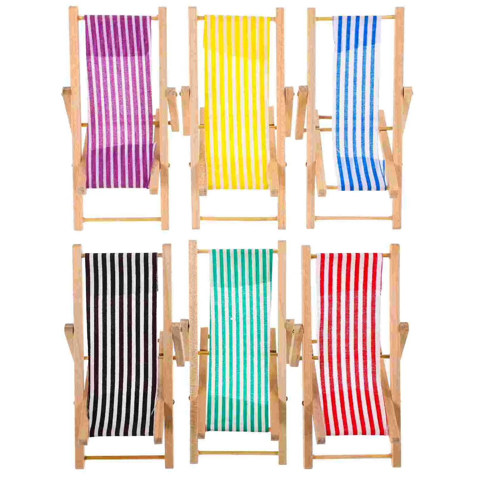 

6 Pcs Dollhouse Accessories Beach Chair Model Folding Table and Chairs Mini Decoration for Adults