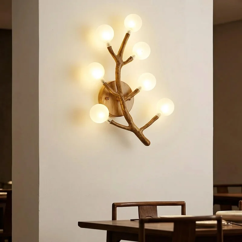 Japanese Wooden Tree Branch Globe Ambient Bedroom Living Room Dining Room Restaurant Corridor