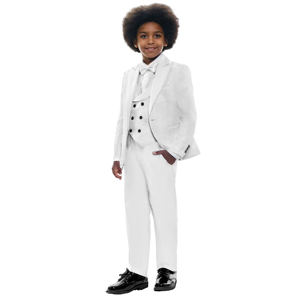 High Quality Stylish Boys 4 PCS Suit Set Formal Boys Clothing First Communion Suit For Boy Kids Blazer Pants Vest