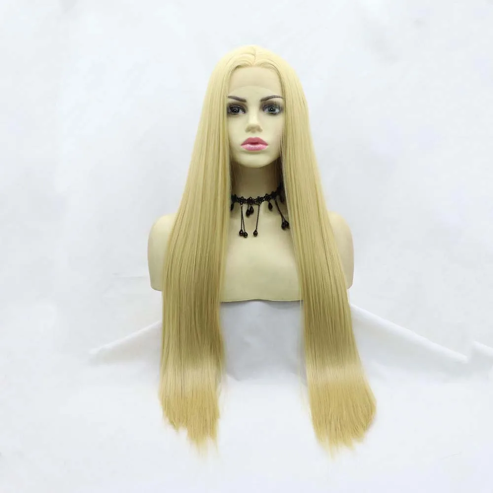 

Sylvia Synthetic Yellow Lace Front Wigs Long Silky Straight Wigs For Women Hair Heat Resistant Fiber Hair Wigs