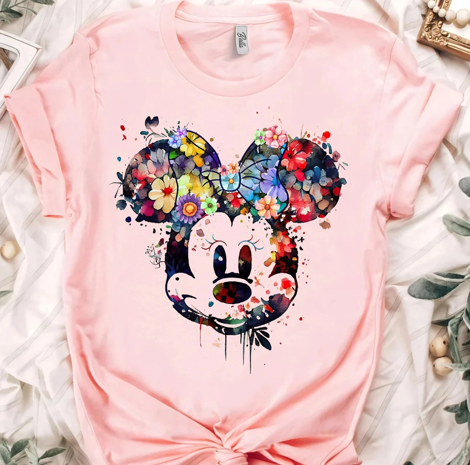 2025 เสื้อยืดฤดูใบไม้ร่วงผ้าฝ้ายไซส์ใหญ่เสื้อผ้าผู้หญิงดิสนีย์ไอพีมิกกี้ลายพิมพ์ลายสบายสำหรับสวมใส่ทุกวัน