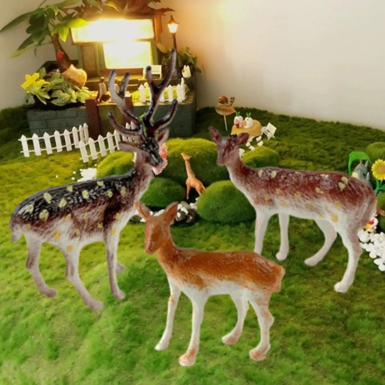 

3-х шт., маленькие рождественские фигурки оленей, поделки для полок, внутренний камин