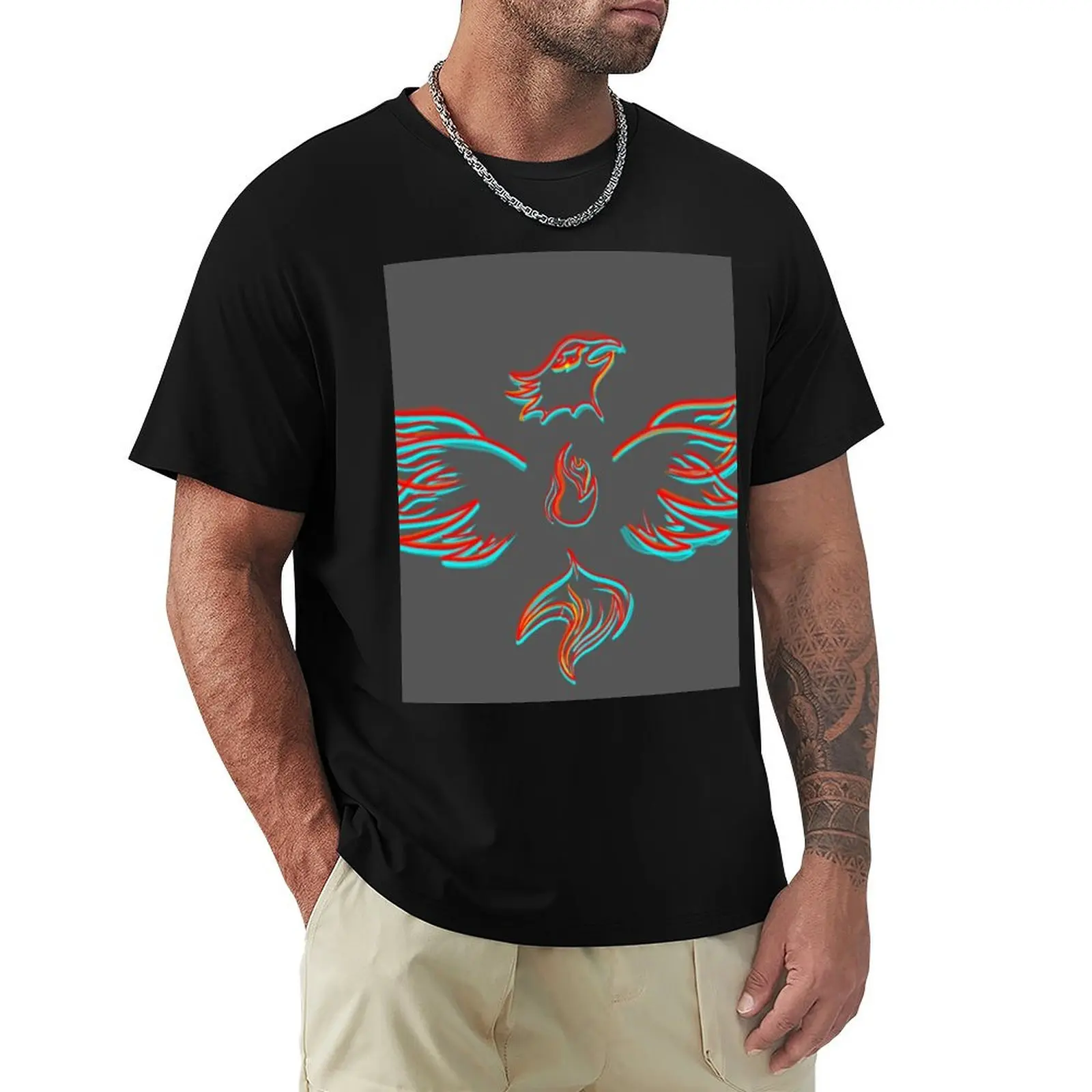 Phoenix Flame Design T-Shirt Fashion Graphic Tee for Men