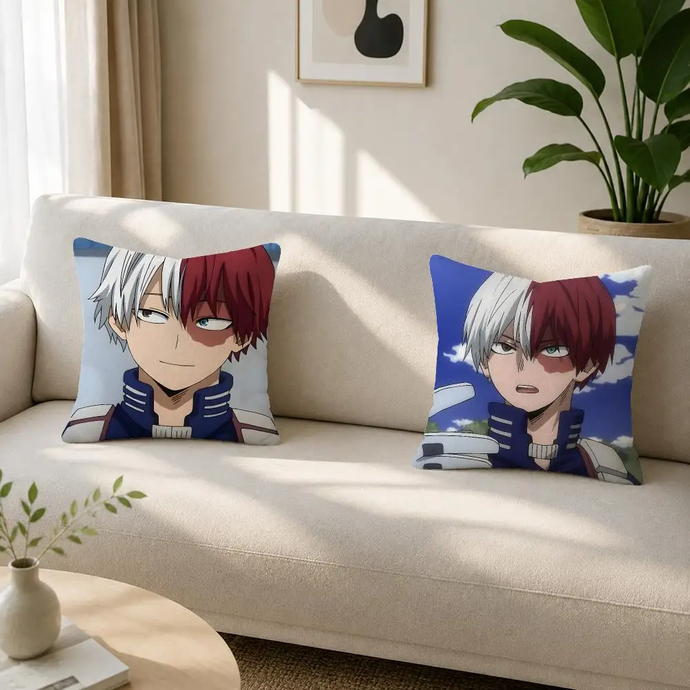 Anime Character Shoto Todoroki Cushion Cover Soft Plush Cushion Covers Fluffy Throw Pillow Cases for Sofa Bedroom Home Decor