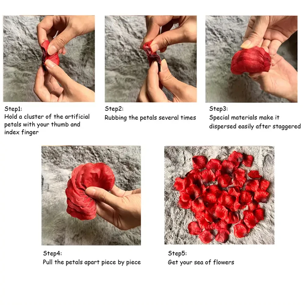10000-100 Stück künstliche getrocknete Blumen, rot, weiß, goldfarben, Seide, künstliche gefälschte Rosenblätter, Blätter, Party, Geburtstag, Event, Hochzeit, Dekoration – Detail 7