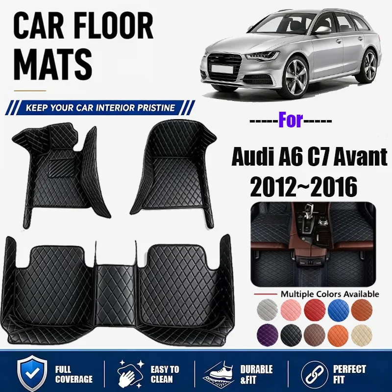 For Audi A6 C7 Avant 2012~2016, simple and luxurious imitation PU leather car mats, durable, stain resistant, easy to clean,
