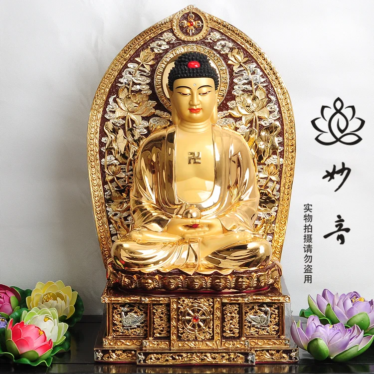 OFFICE HOME family business Health  efficacious Protection Talisman # Buddhism the Buddha brass 24 K gilding statue-50 CM TALL