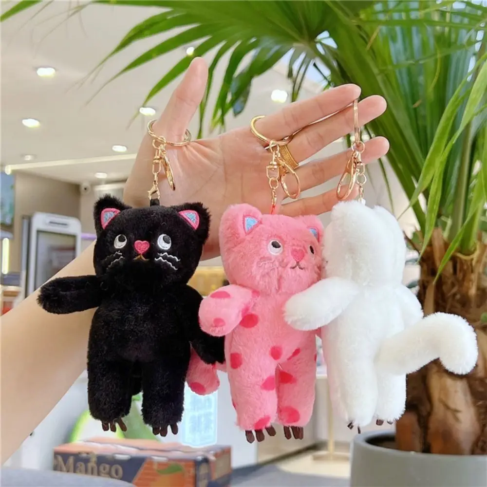 

Black Cat Dotted Cat Doll Pendent Lovely Dotted Cat Stuffed Animal Keychain Soft Bag Charm Cat Plush Doll Keychain