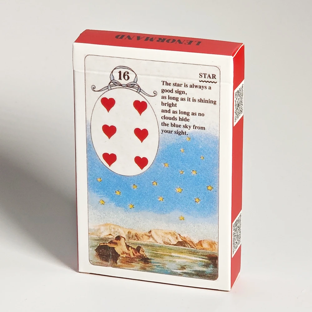 Mlle Lenormand Deck 9 x 6 cm, 36 Karten, esoterisches Wahrsagerei, gedruckt auf 350 g/m2 doppelt geprägtem Karton