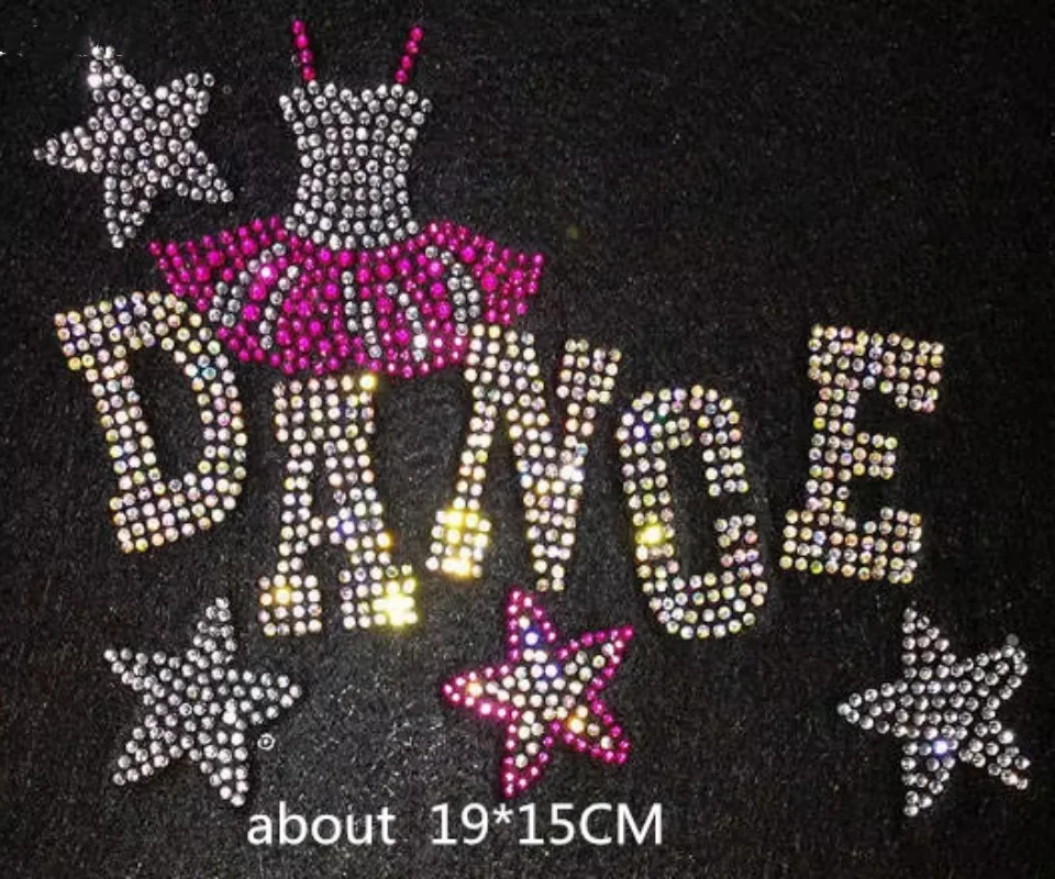 

2pc/lot Ballerina Tutu Dancer designs iron on transfer hot fix rhinestone applique iron on rhinestone appliques for shirt