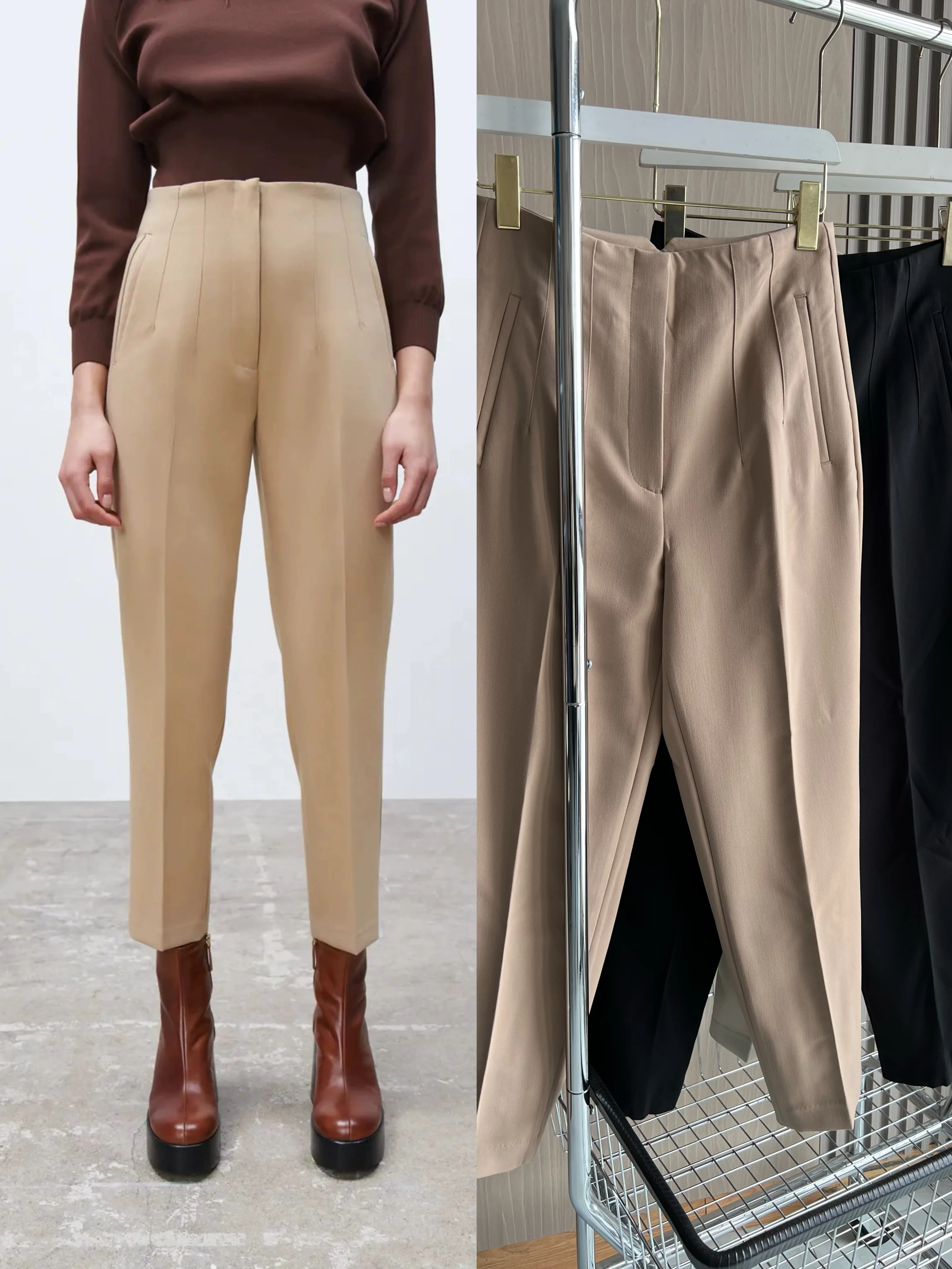 

High waist trousers The 2024traf spring collection is a three-dimensional cut high-waist-style casual cropped trousers for women