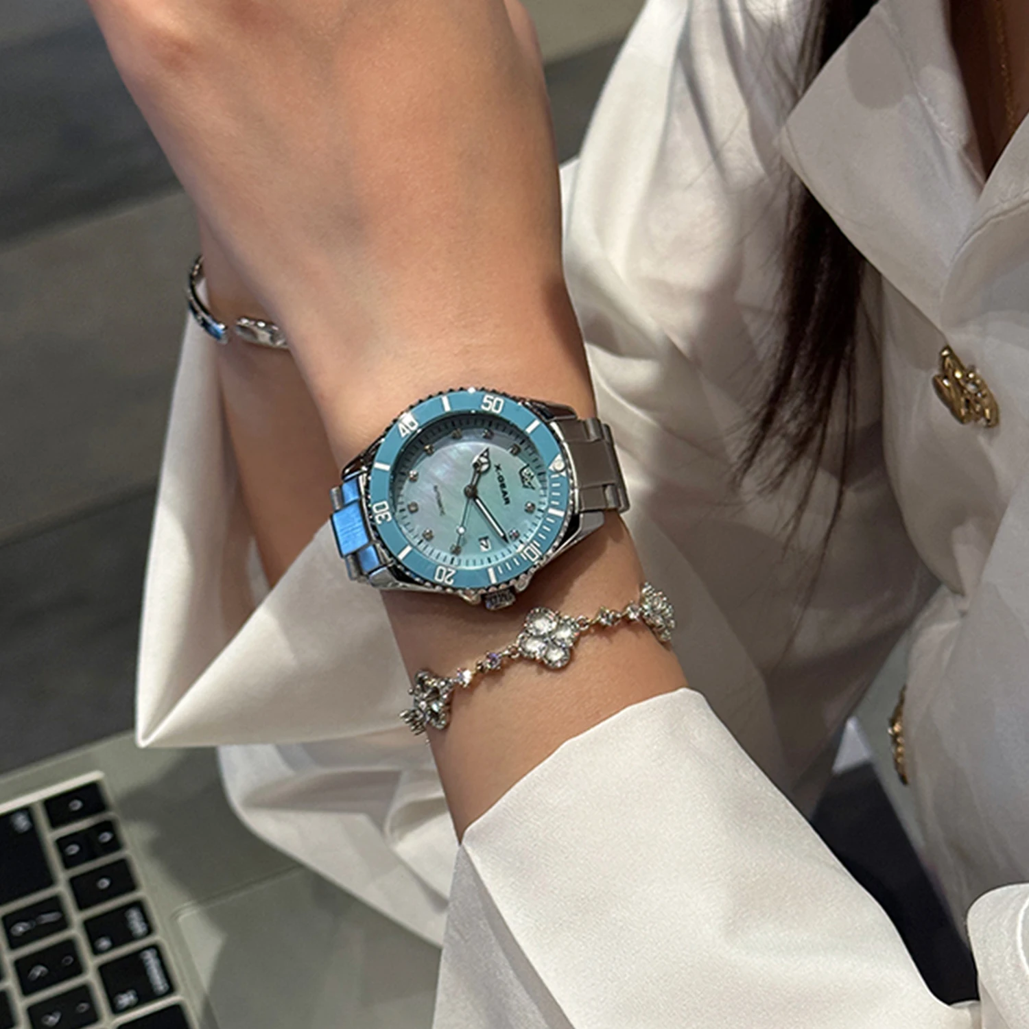 X-GEAR Watch Woman Fashion Large Dial Automatic Mechanical Wristwatch Business Leisure Sports Clock