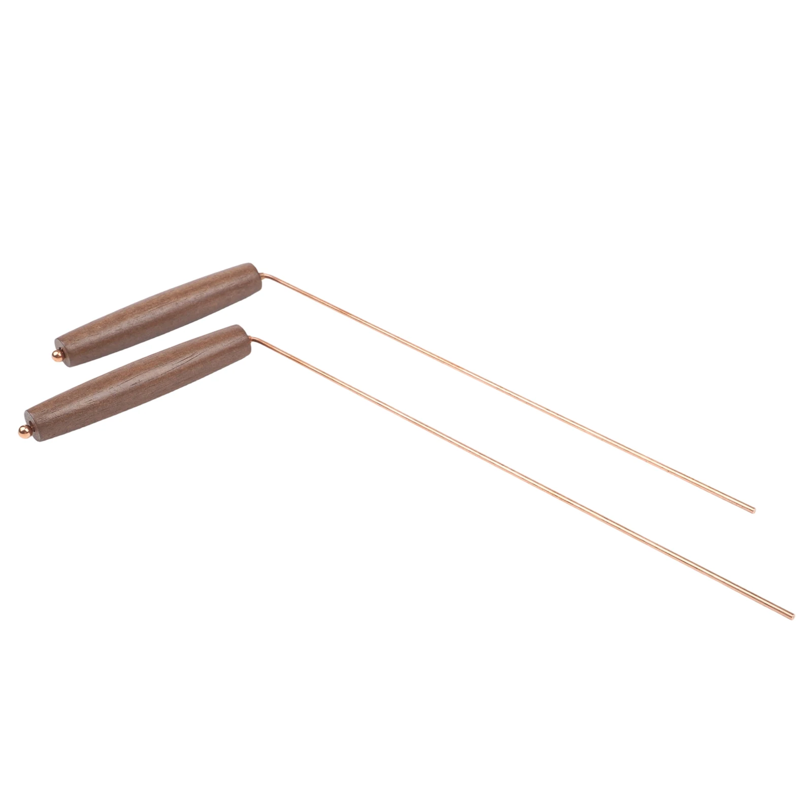 2PCS Pure Copper Dowsing Rods Kit With Natural Walnut Handle And Brass Pendulum For Water Mineral Lost Item Detection Metal Dete