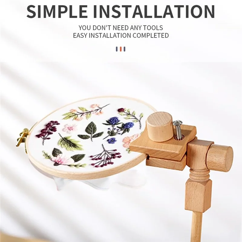 

Универсальная регулируемая подставка для пялец для вышивания с 2 пяльцами 6 в 7 дюймов, держатель из твердого натурального дерева ручной полировки для швейных проектов