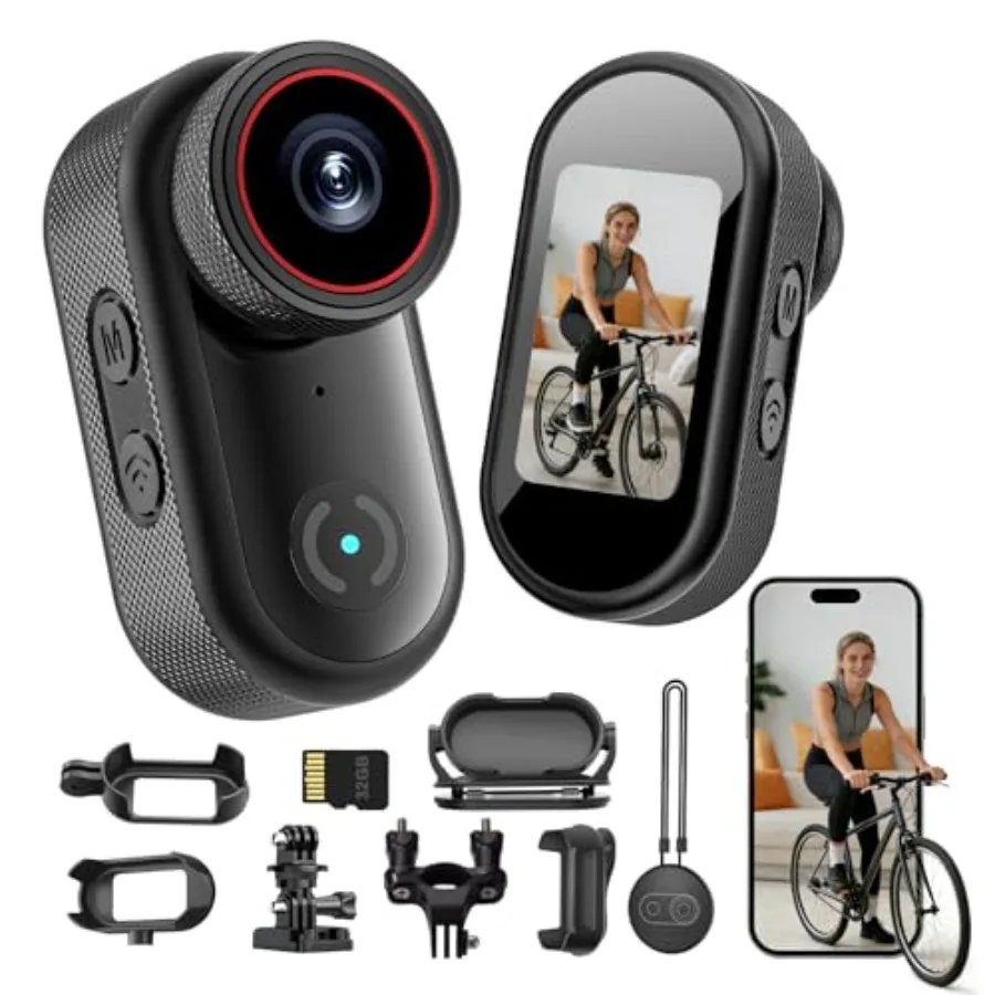 

Mini Body Camera for work, sports, pets daily life; 4K wearable action cam with 32GB card, 1.47 HD screen, 140 wide angle, magn