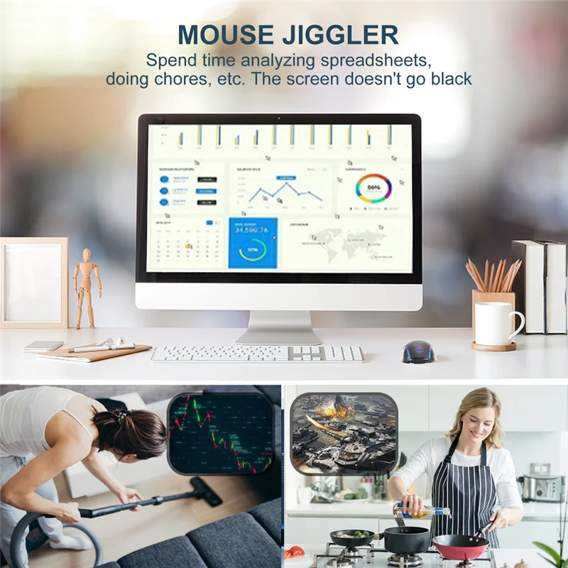 Wireless Gaming Mouse Mover Mouse Jiggler with On/Off Button Keep Computer Awake Quiet Click Rechargeable Optical Mouse