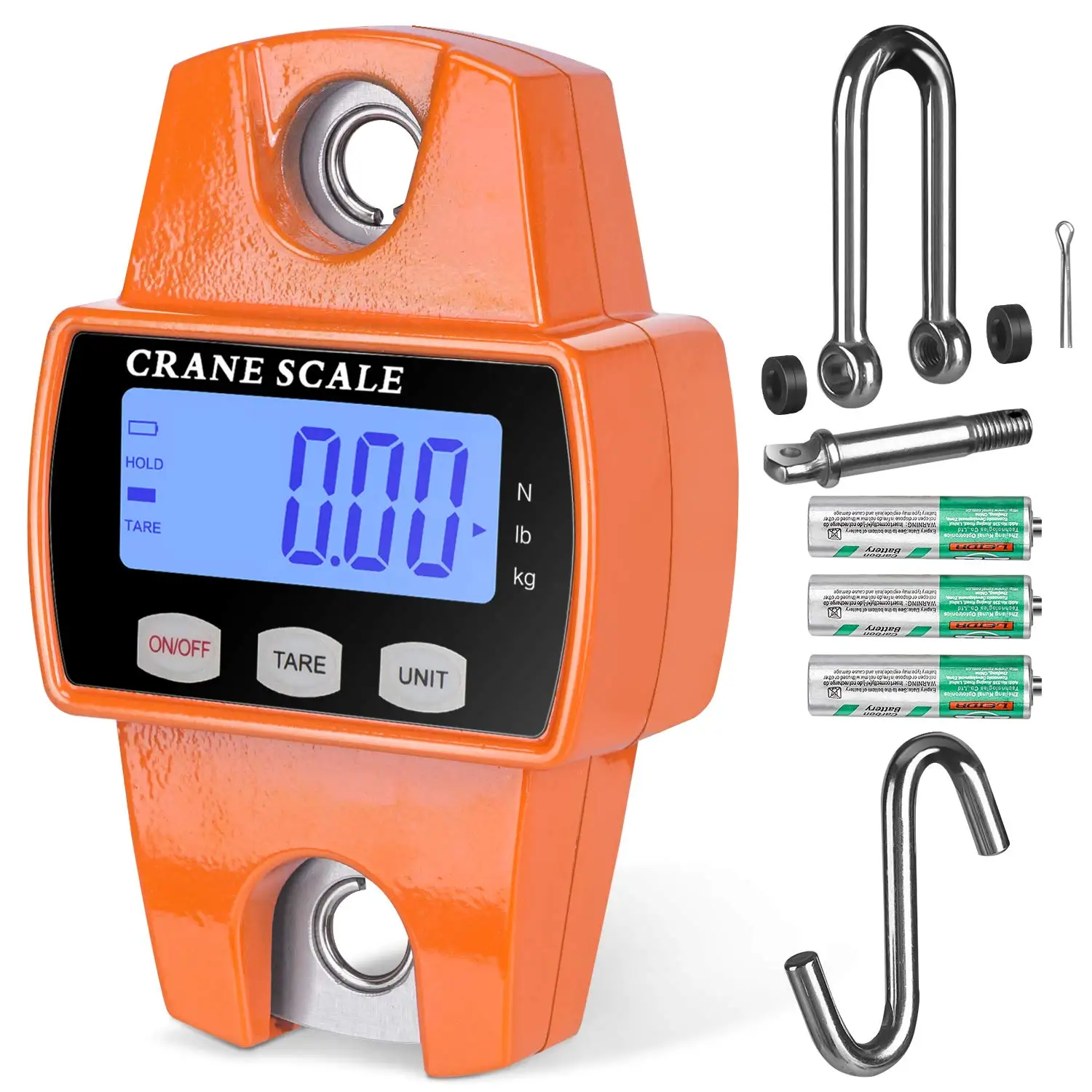 

660lb Digital Hanging Scale with Cast Aluminum Case, Handheld 300Kg Mini Crane Scale with Hooks for Farm Hunting Fishing Outdoor