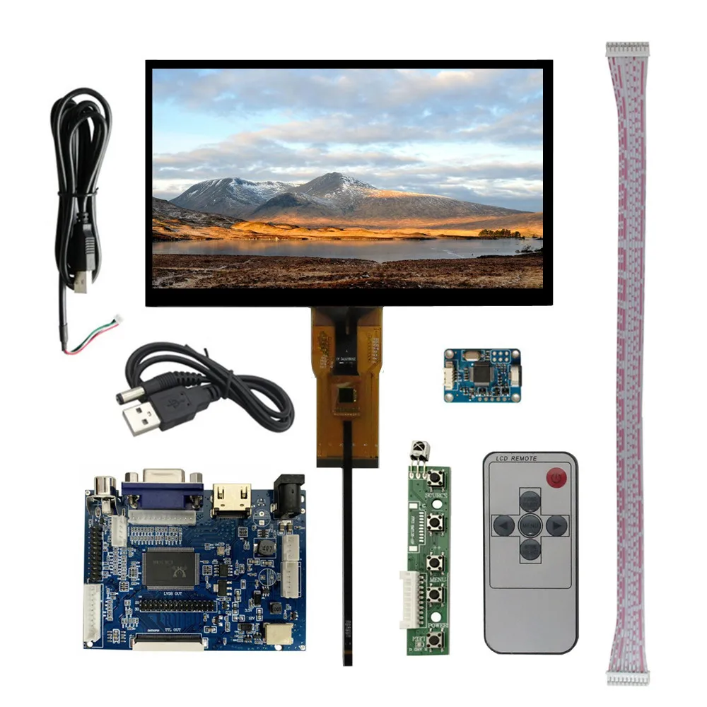 

7-дюймовый HDMI-совместимый комплект монитора, ЖК-дисплей, емкостный сенсорный экран, плата драйвера для вспомогательного дисплея ПК Raspberry Pi
