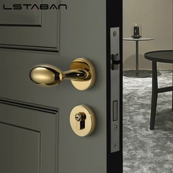 Golden Zinc Alloy Bedroom Door Lock Bathroom Lock Magnetic Suction Mute Room Door Handle Indoor Door Lock Split Door Handle Lock