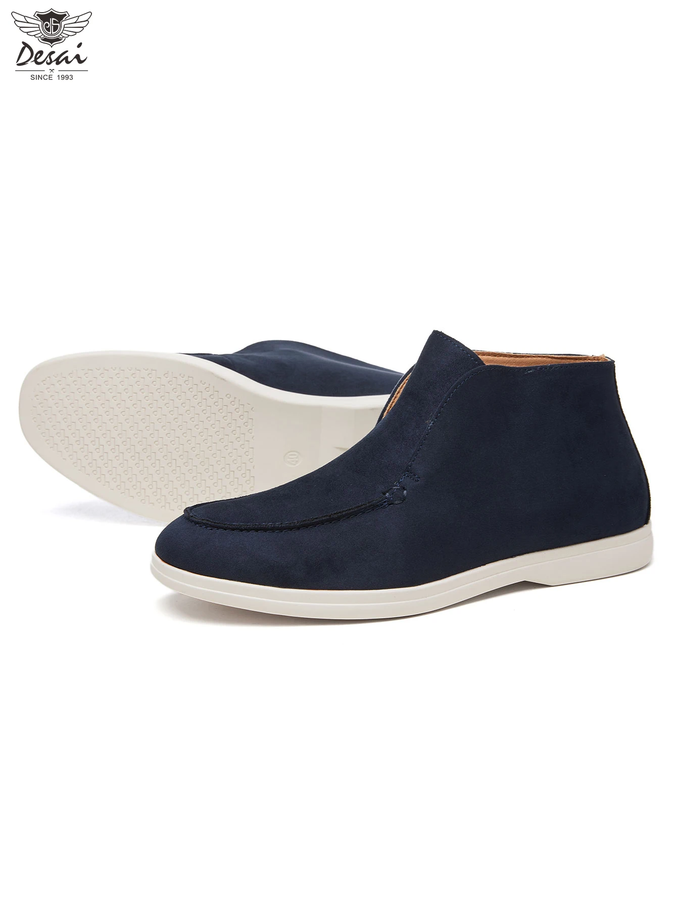 Desai Herren Neue Einfarbige Matte Slip-On Stiefeletten, Klassische Loafer-Stil Lässige Hohe Stiefel, Flache Sohle Vielseitig Vintage – Detail 11
