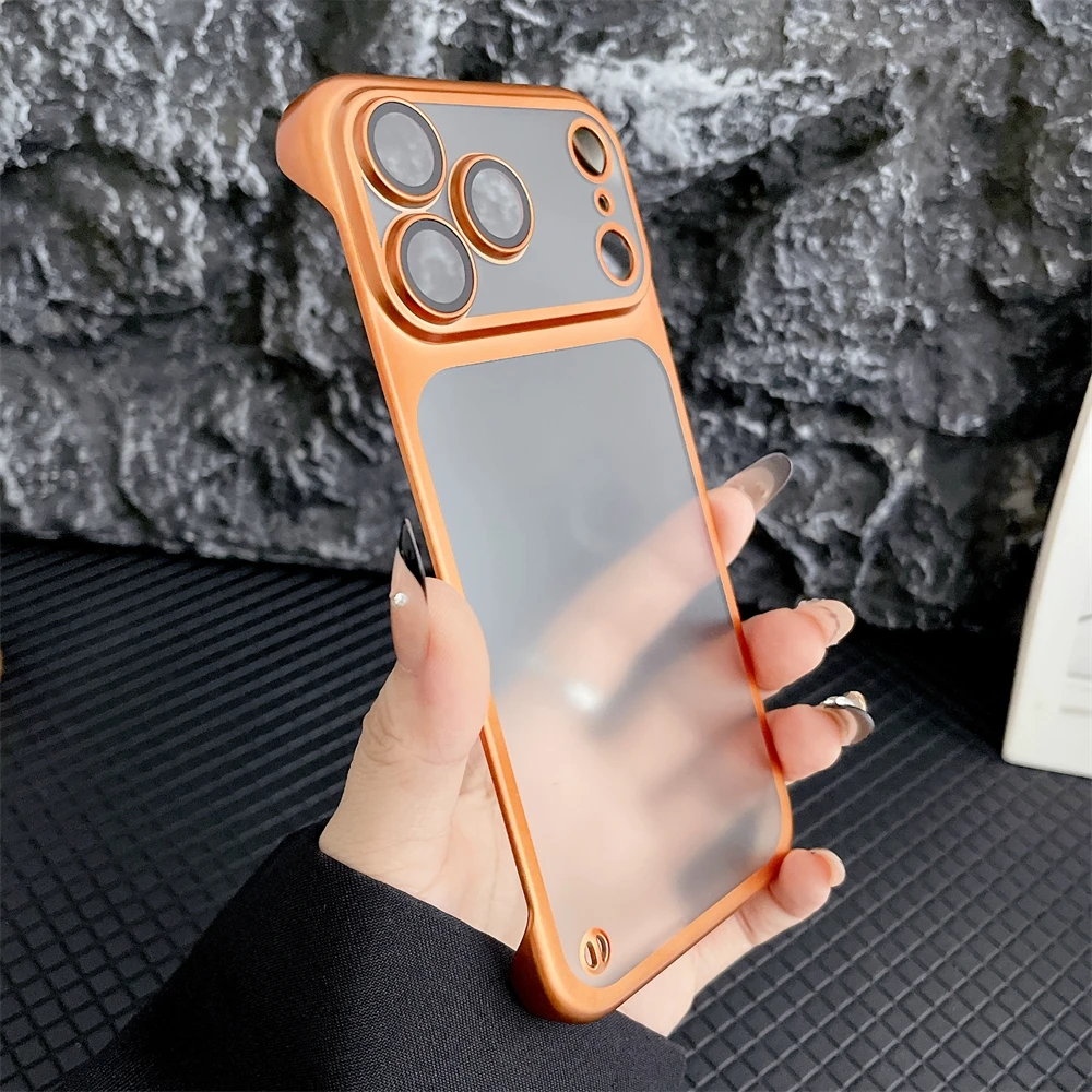 Frameless Matte Translucent Phone Case for iPhone 17 Air 16 15 Pro Max 14 13 12 Ultra Thin Lens Film Camera Protection Cover