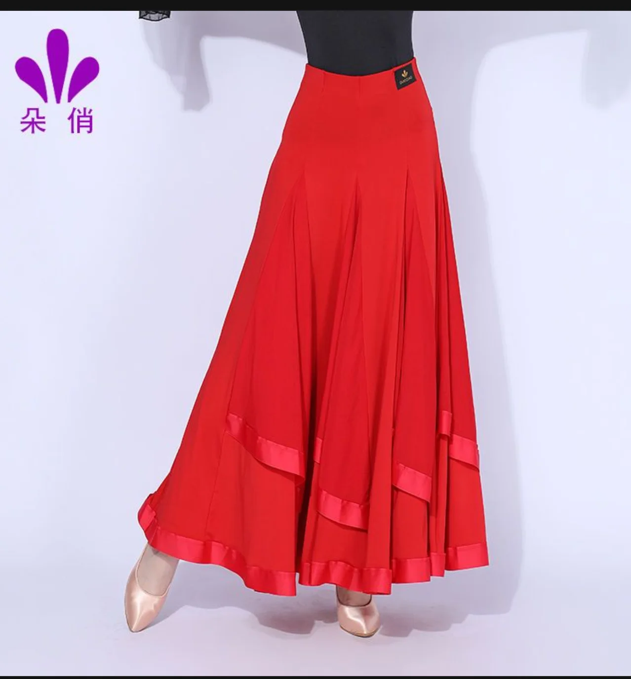 1pcs/lot woman fashion international ballroom dance long skirt lady solid mesh patchwork waltz dancing skirt