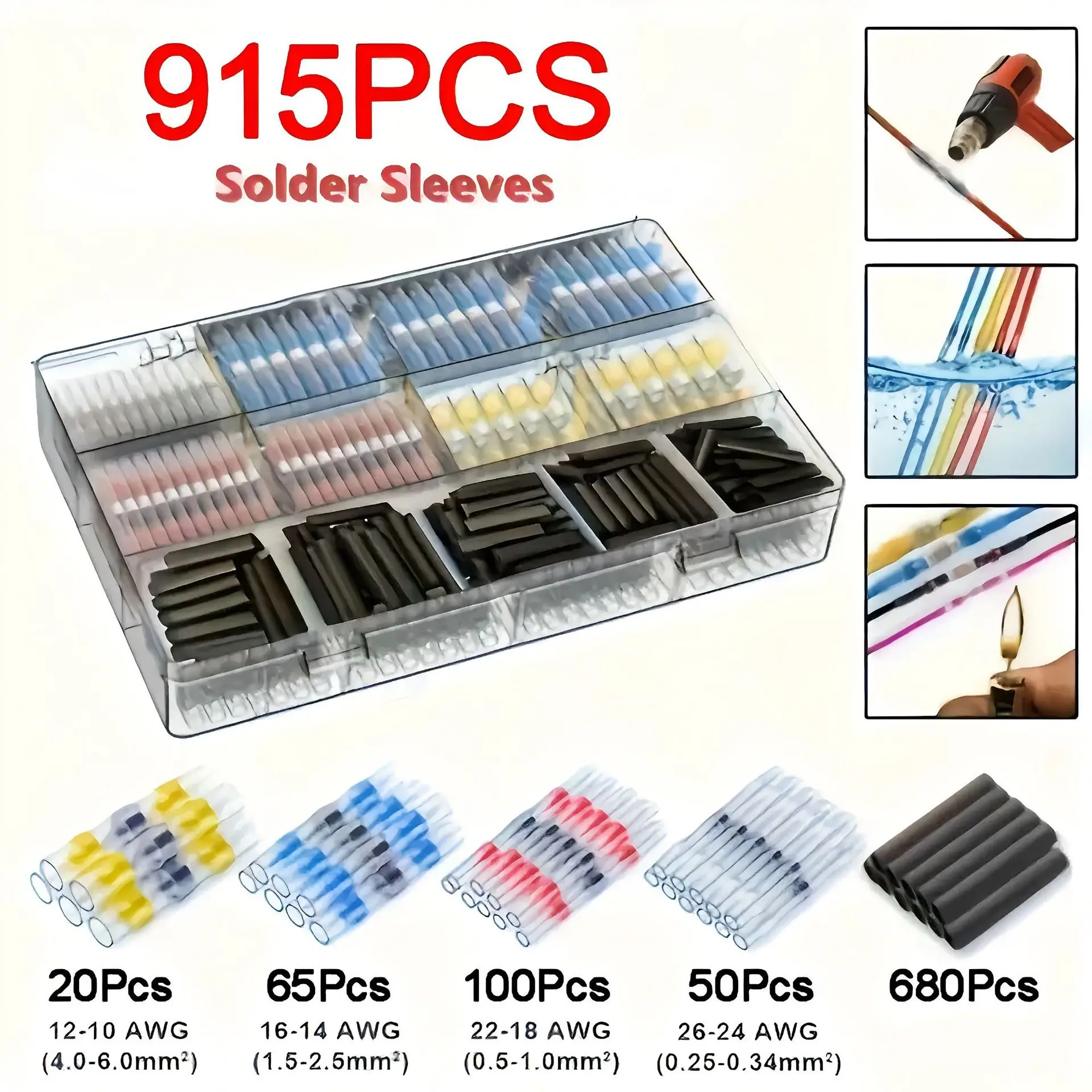 

860PCS Boxed Factory Direct Hot-Shrink Solder Rings Waterproof Terminal Solder Rings for Electronics And DIY Projects
