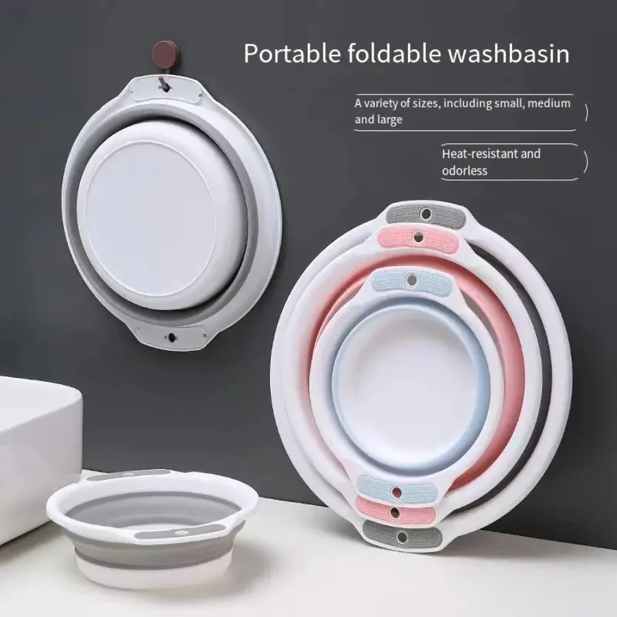 

Набор из 3 складных тазов (размеры S, M, L) для стирки, мытья ног и хранения вещей, экономящий место, легко переносимый.